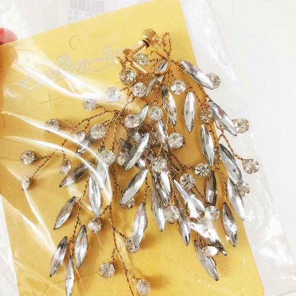 Crystal Rhinestones Floral Hairband Headband Crown With Earings Set main image 4